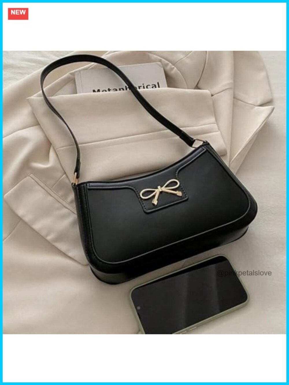 Y2K Tote Bag Shoulder Shopper Travel Purse with Zipper Chain Strap Women Handbag - Picture 4 of 5
